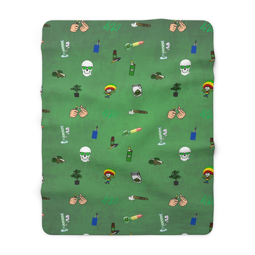 Thumbnail: 420 Marijuana Green Sherpa Fleece Blanket 2 sizes