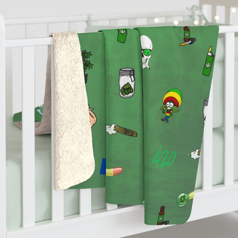 Thumbnail: 420 Marijuana Green Sherpa Fleece Blanket 2 sizes