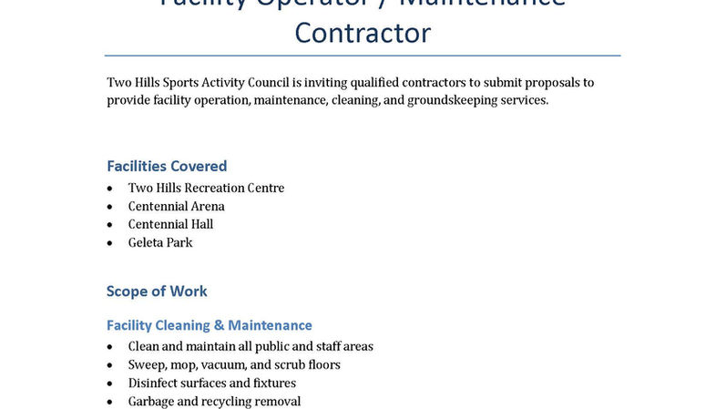 Job Posting on behalf of Two Hills Sports Activity Council (SAC)