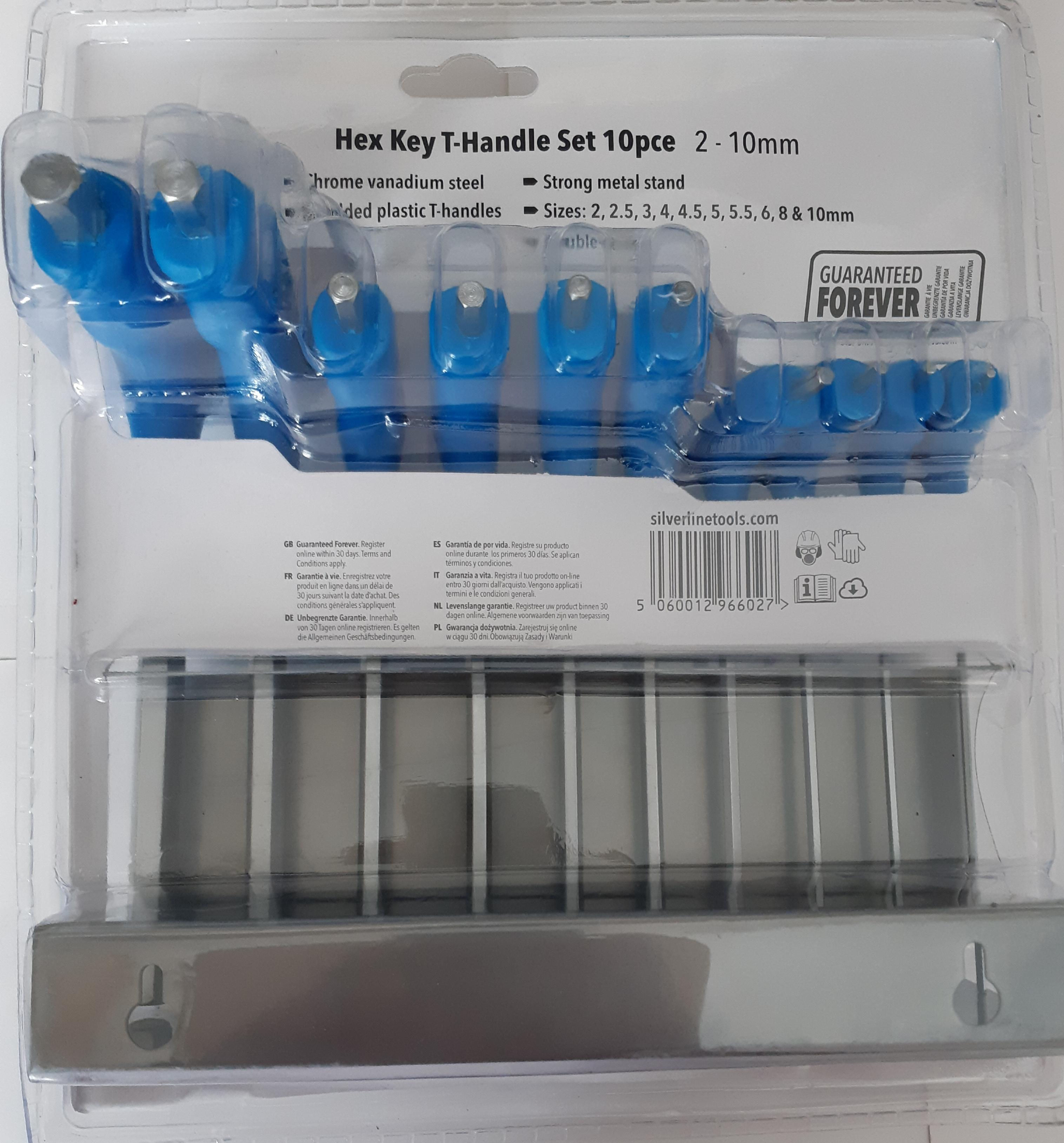 Silverline Hex Key T-Handle Set 10pc 2-10mm