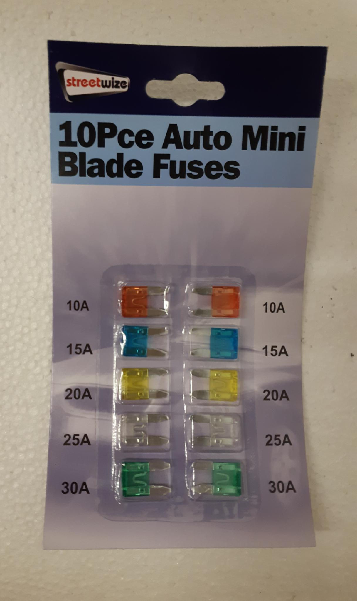 Streetwize 10pce Set of Mini Fuses
