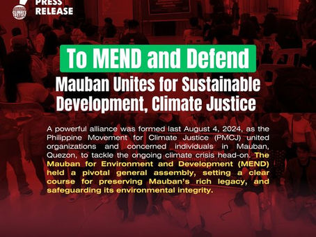 To MEND and Defend: Mauban Unites for Sustainable Development, Climate Justice