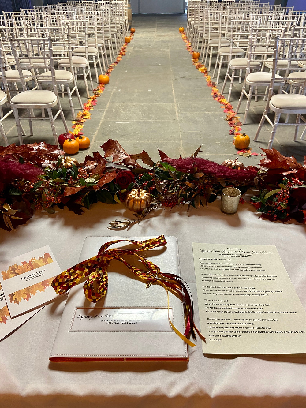 Autumn Wedding in Liverpool created and conducted by celebrant Lorraine Hull