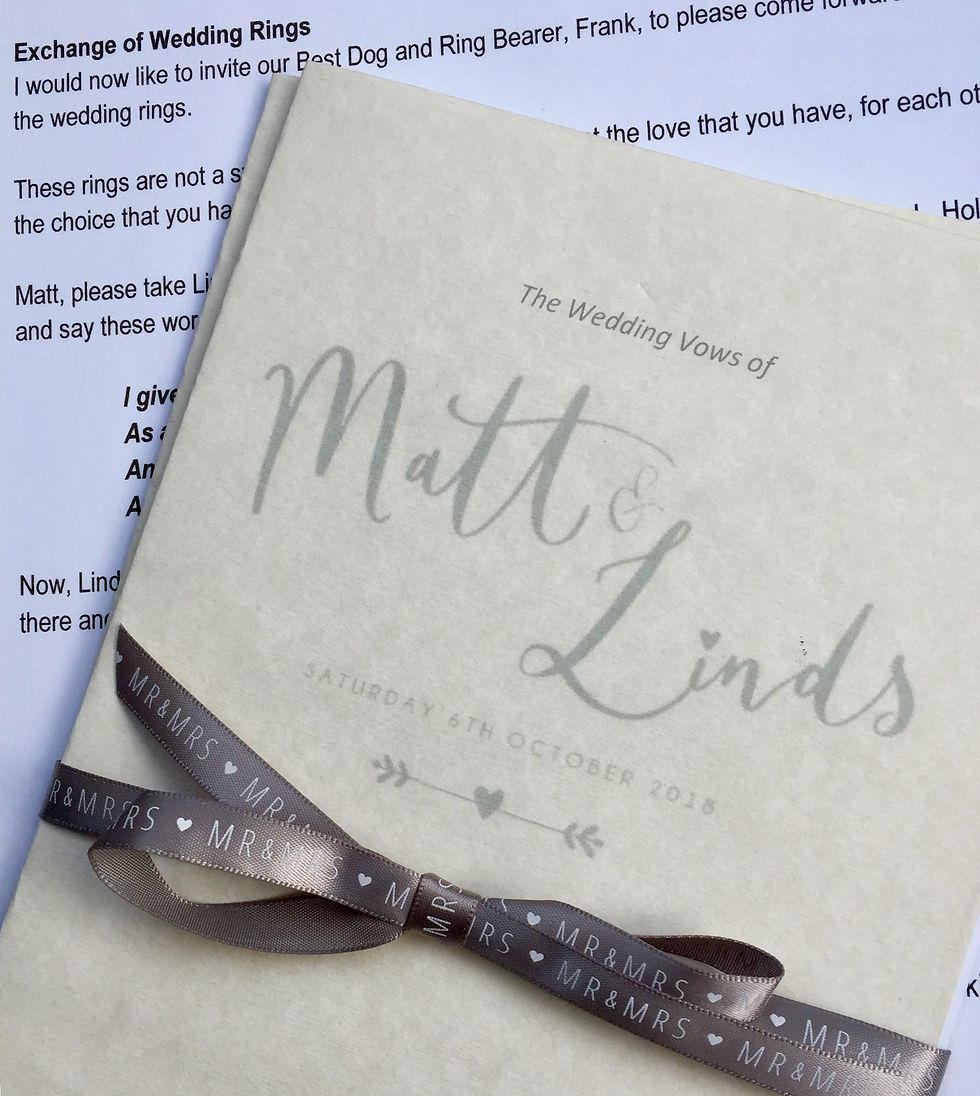 Liverpool Celebrant Printed Wedding Vows