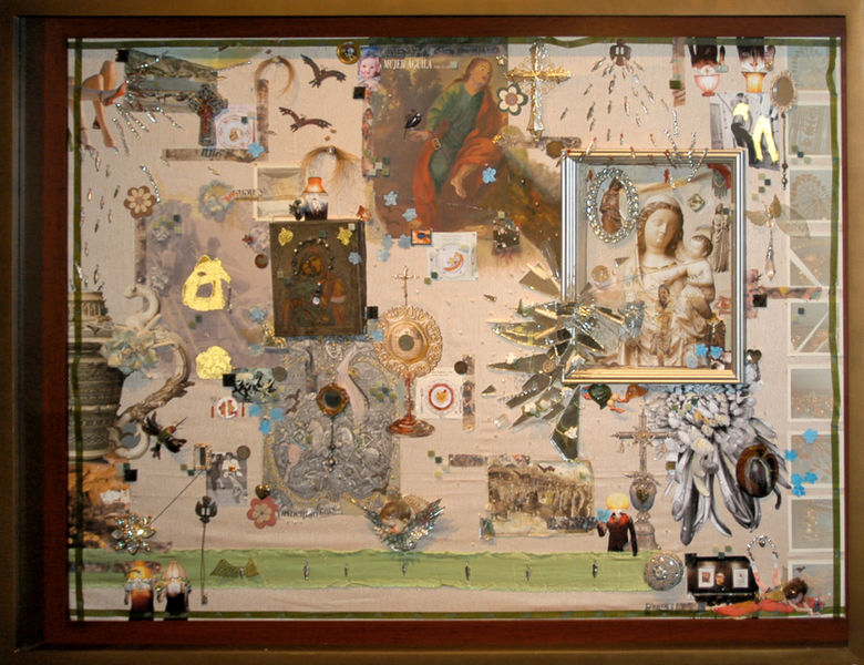 La feria, collage y ensamblaje, 90x120 cm