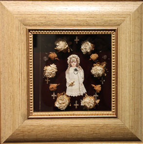 Pensando en teresita, collage, 36x36 cm