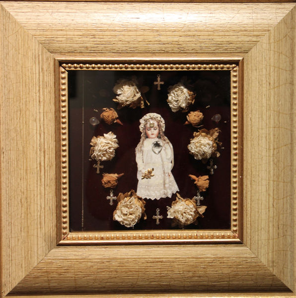 Pensando en teresita, collage, 36x36 cm