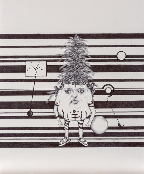 Cada segundo cuenta, pluma sobre papel, 43x35 cm