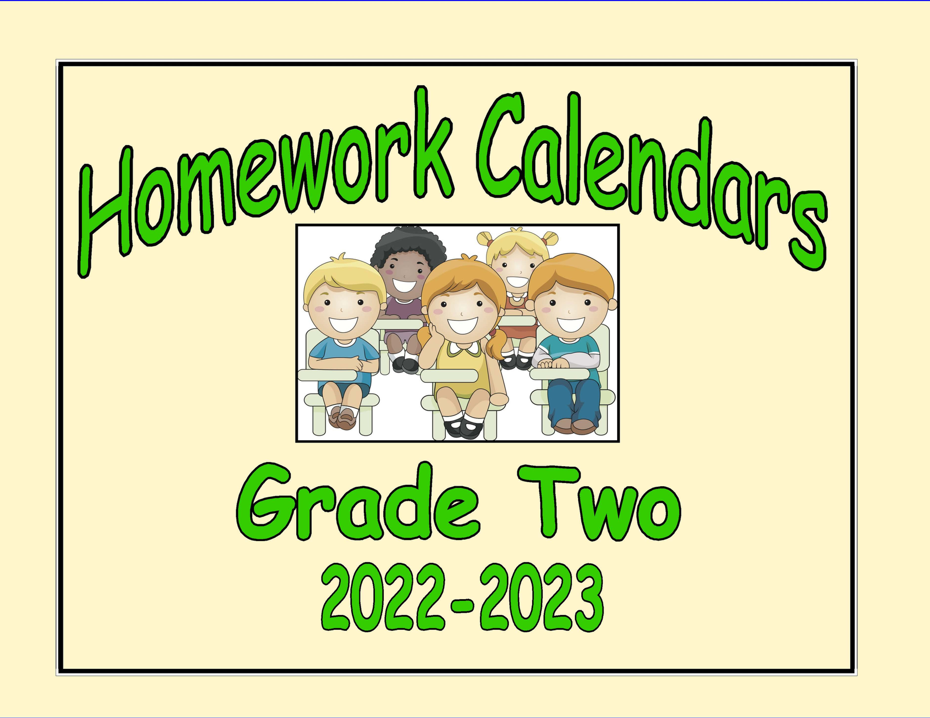 Grade Two Homework Calendars 2022-2023