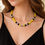 थंबनेल: Glass Beads Chain/Necklace Light Green, Black Glass Beads