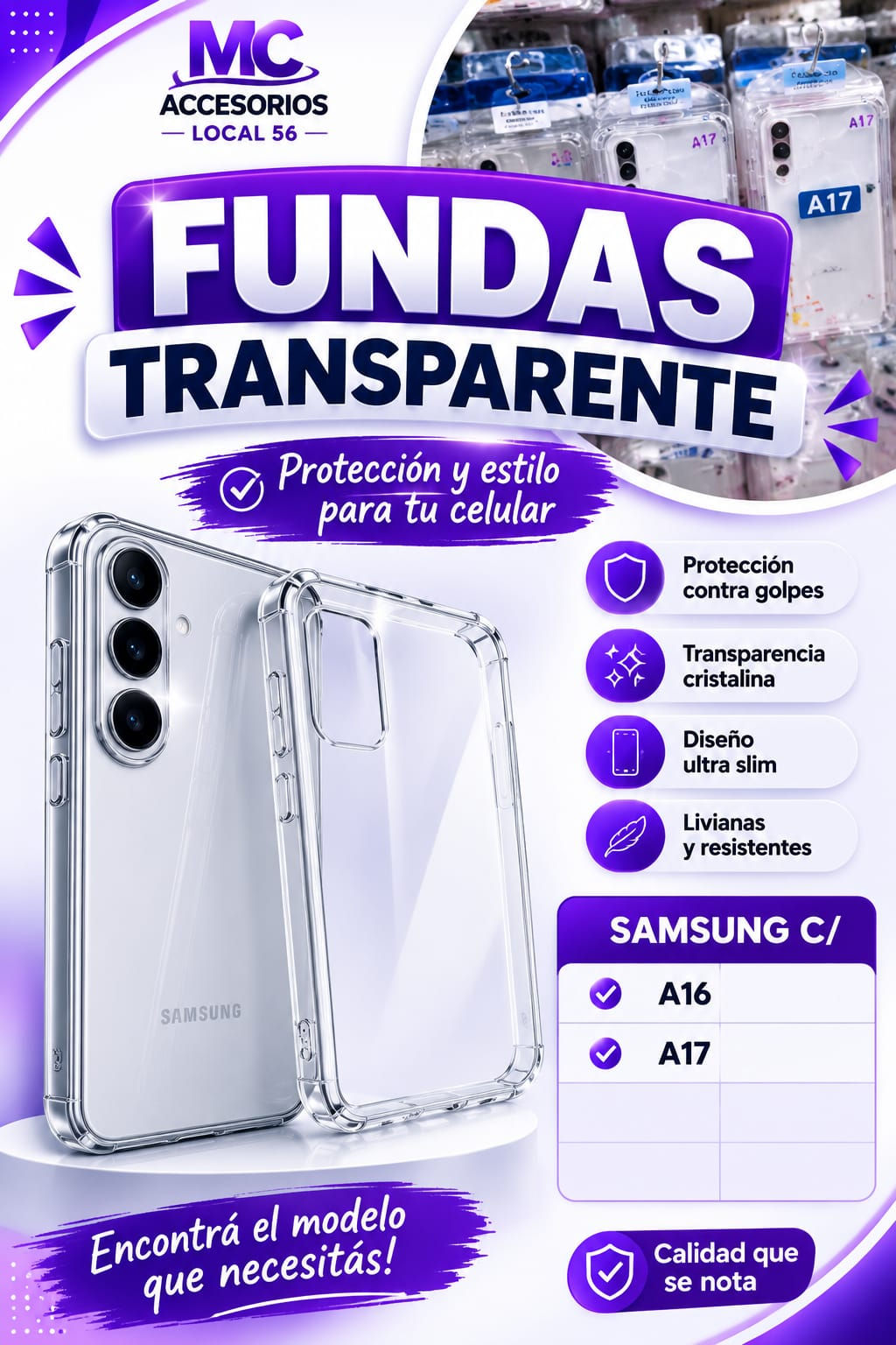 Fundas transparentes Samsung C/A16/A7
