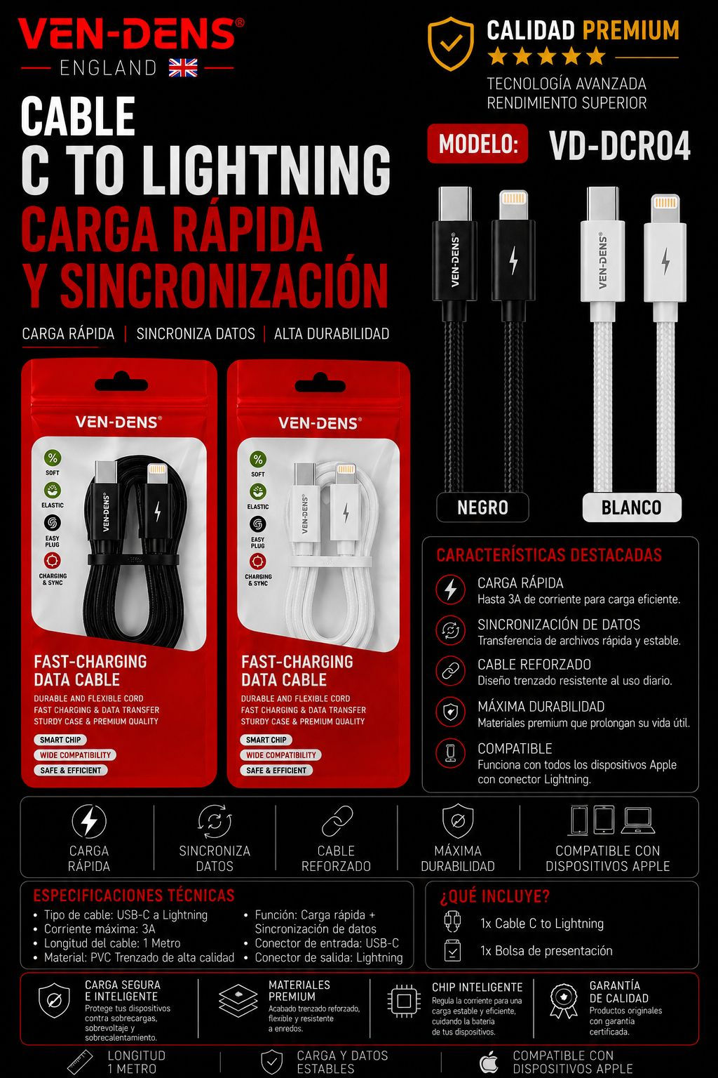 CABLE C TO LIGHTNING VD-DCR04