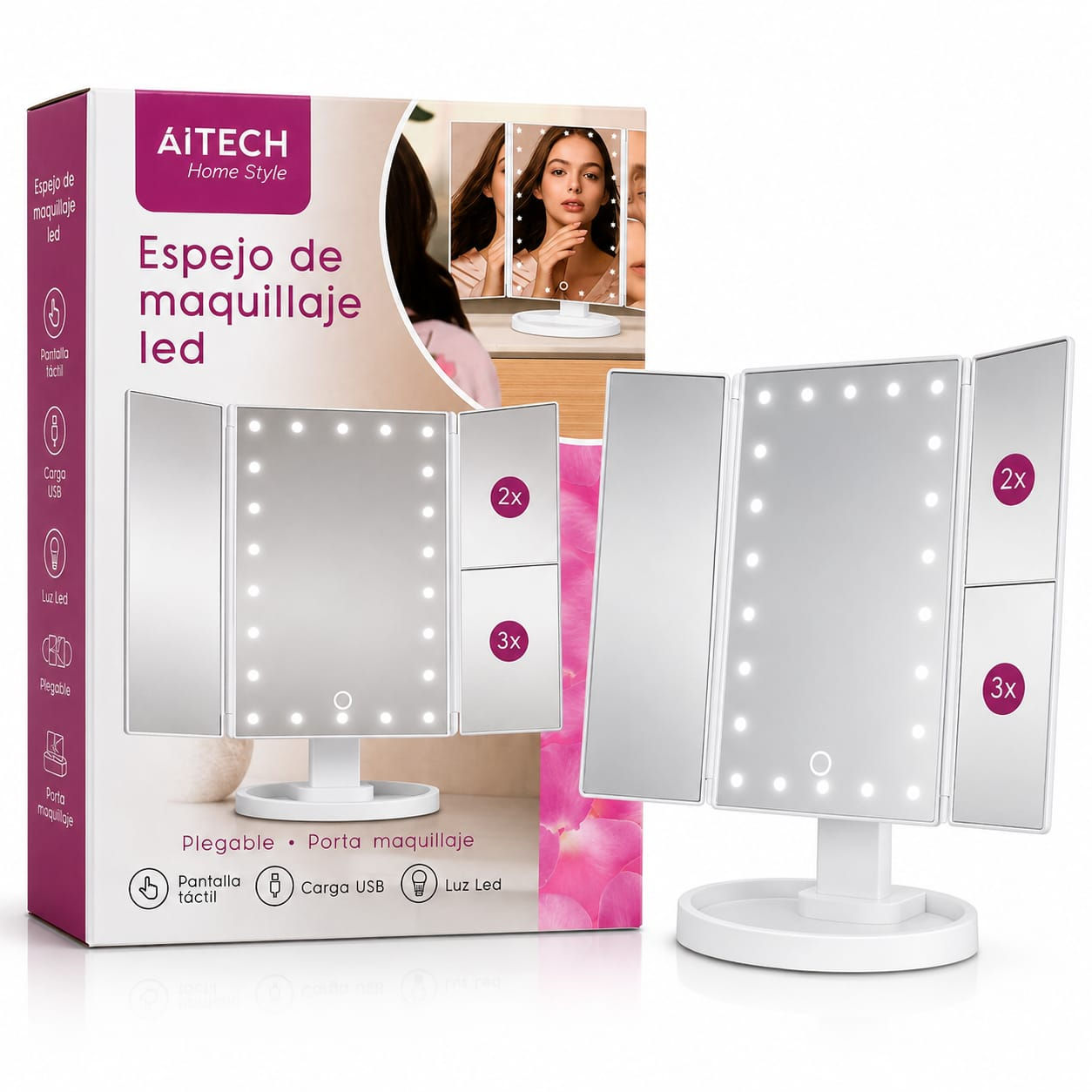 ESPEJO DE MAQUILLAJE LED HOME STYLE AITECH