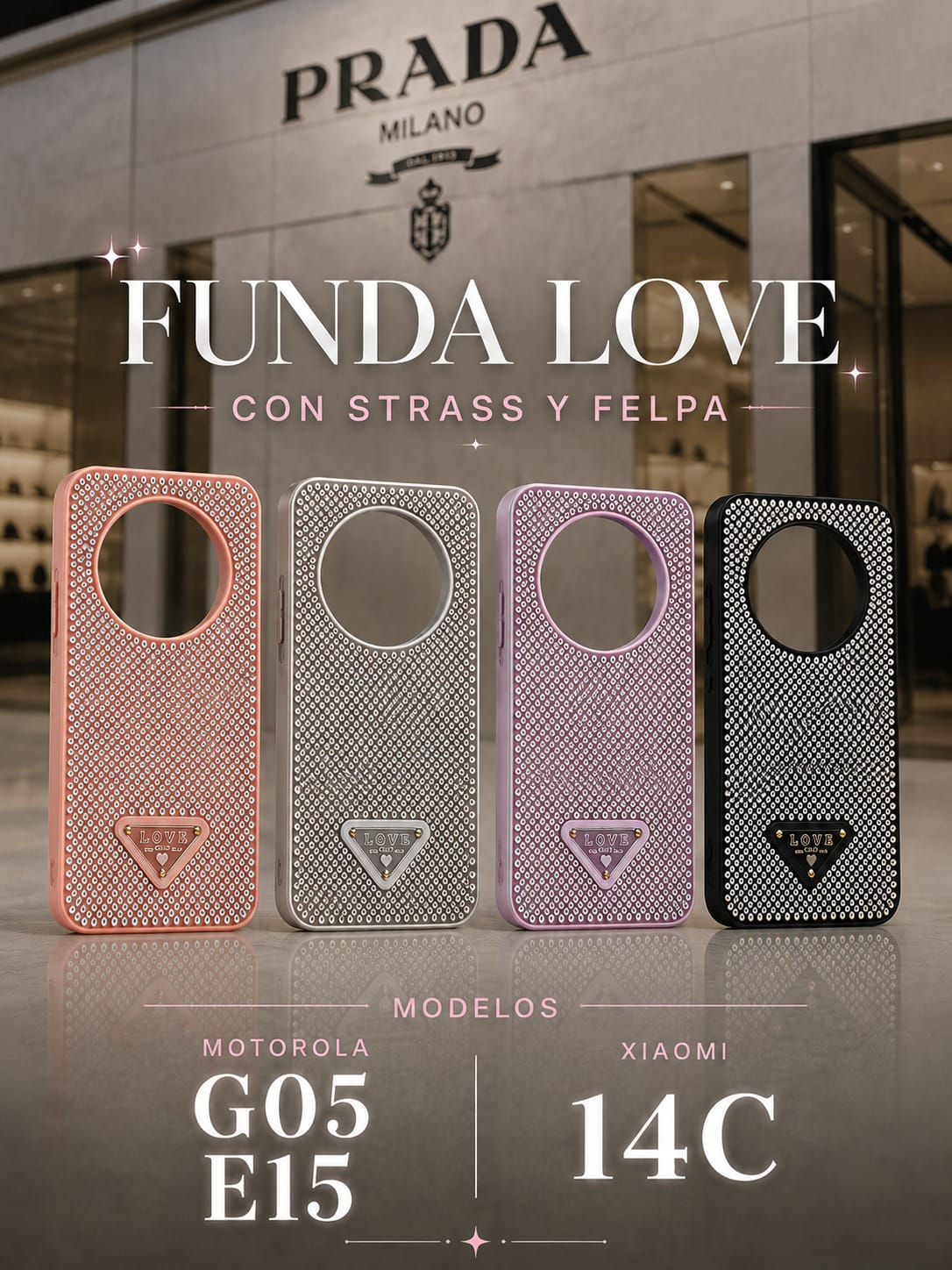 Funda LOVE con trass y felpa