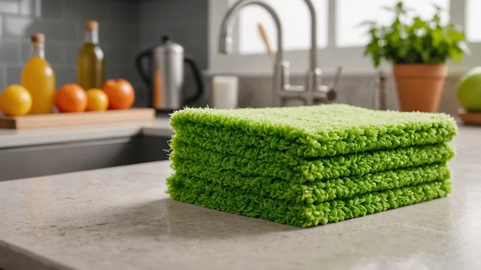 Close-up view of DIY eco-friendly cleaning materials on a kitchen counter