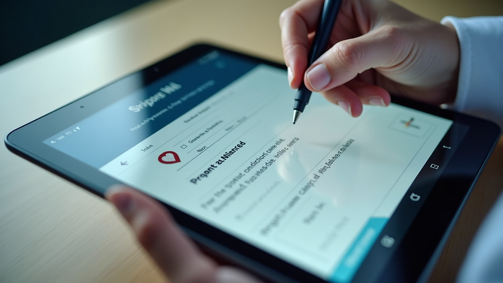 Close-up view of a digital prescription on a tablet screen
