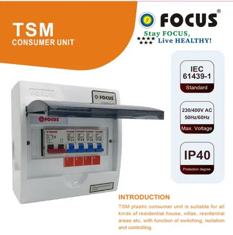 Thumbnail: FOCUS TSM Series Consumer Unit Distribution Board 6 Ways