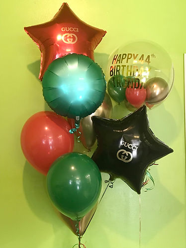 "Gucci" theme balloon bouquet