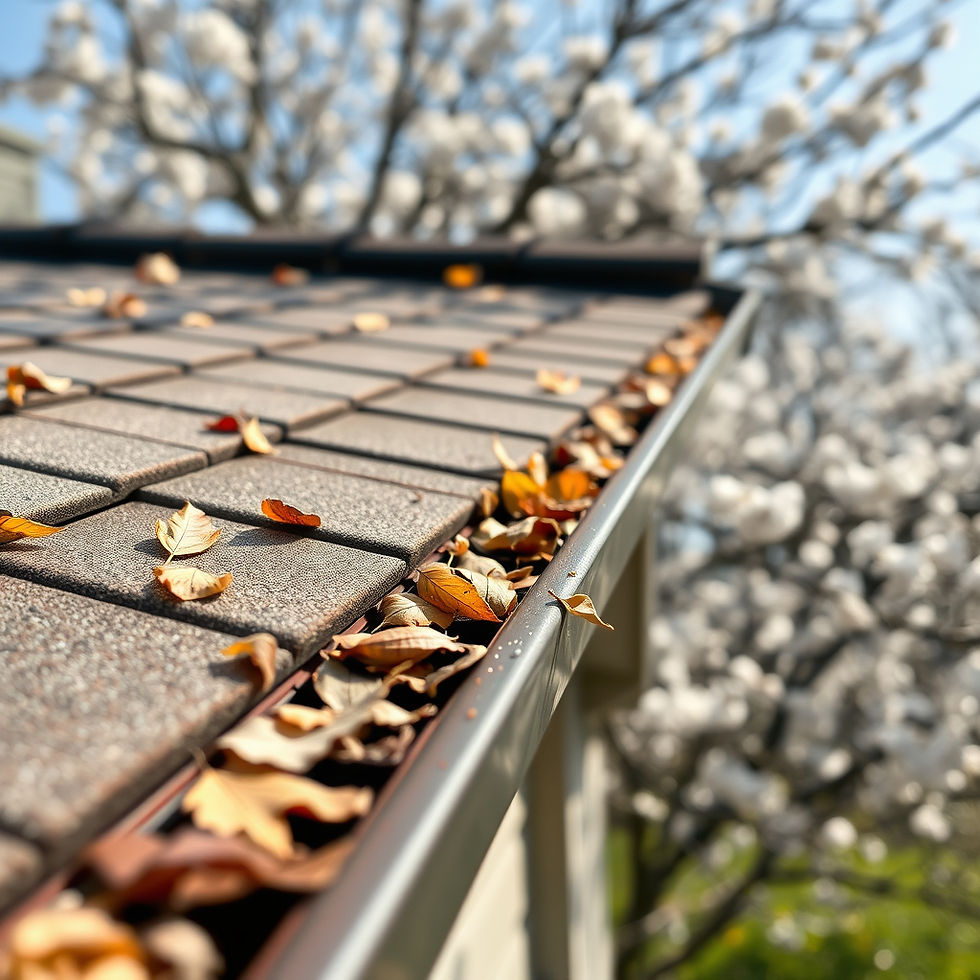 Homeowner inspecting roof and gutters for winter damage during spring home maintenance