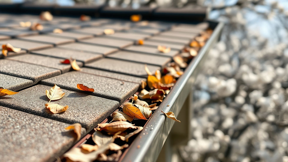 Homeowner inspecting roof and gutters for winter damage during spring home maintenance