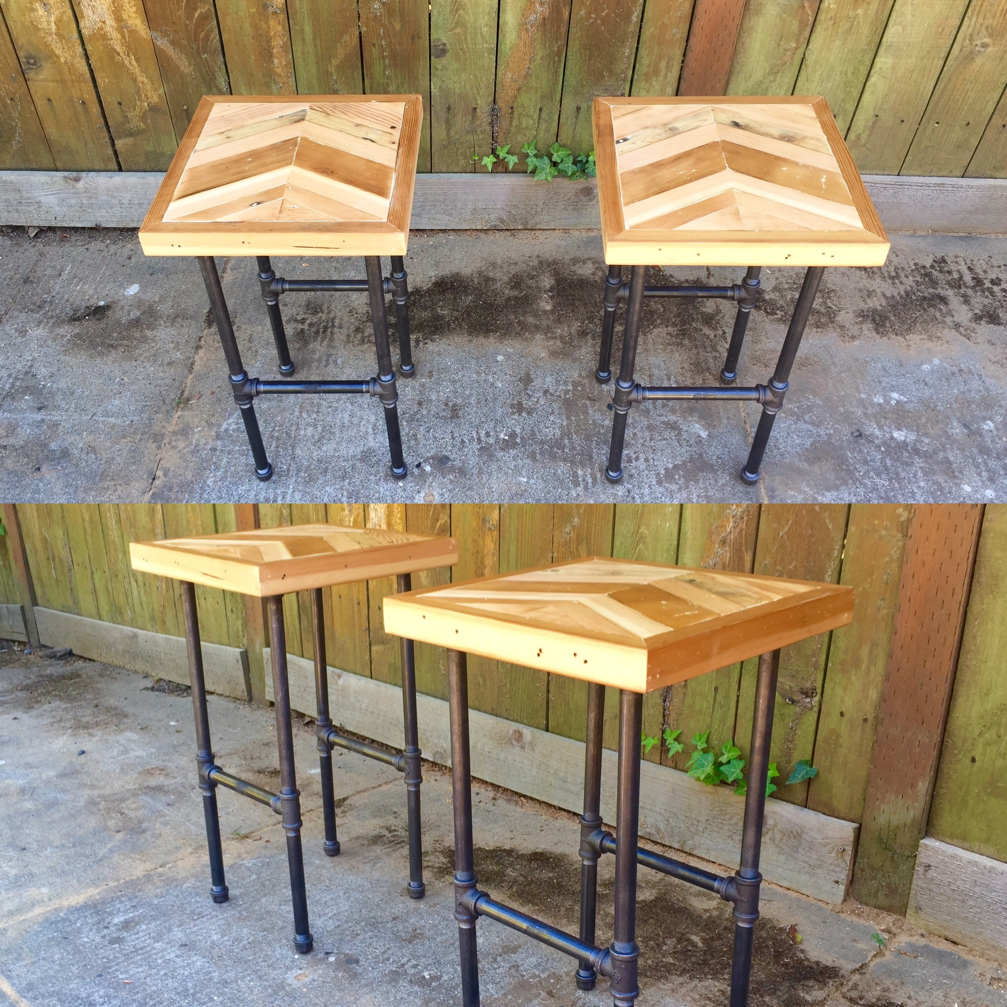 twin chevron end tables