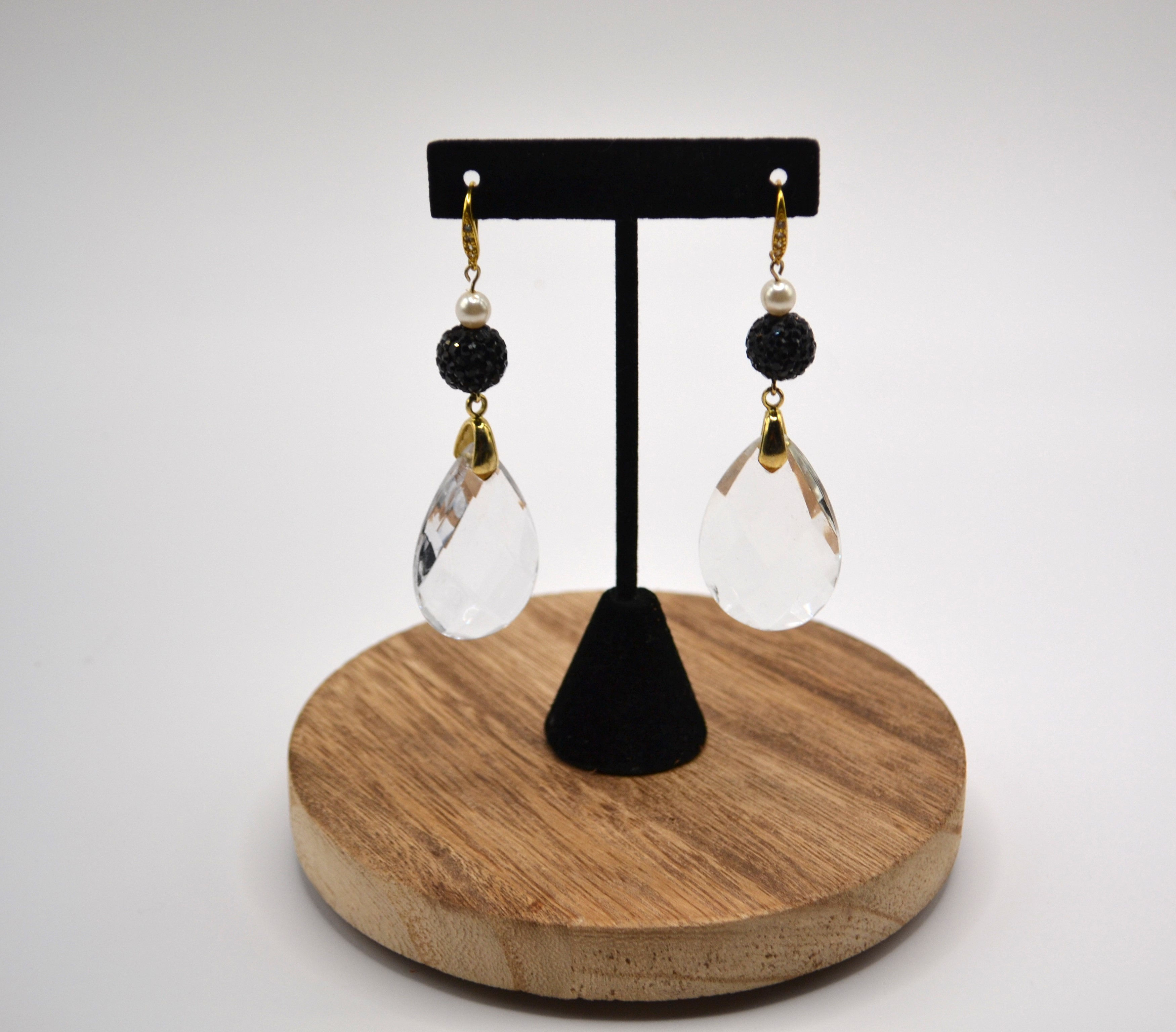 Black and Gold Chandelier Earrings