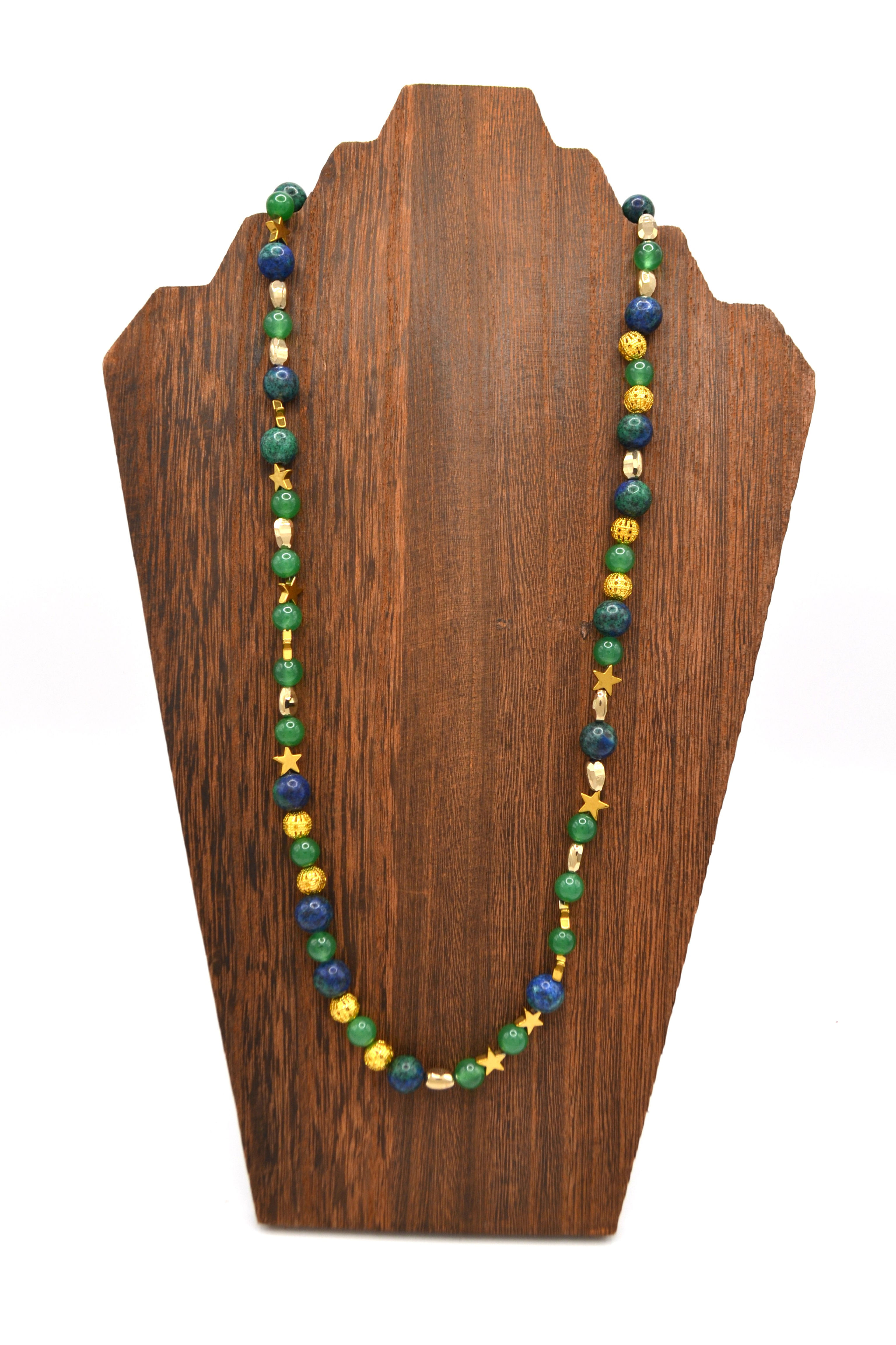 Green Jade and Gold Stars