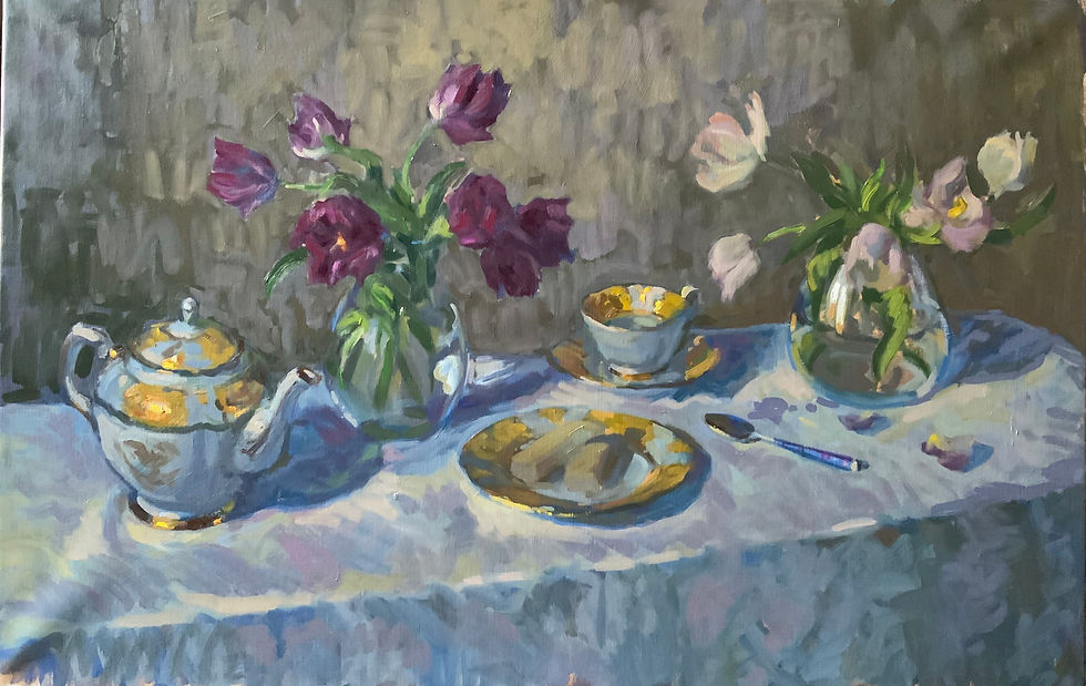 Grandma’s china with tulips