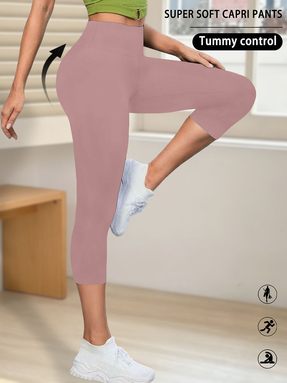 Thumbnail: High Waisted Yoga Pants for Women Capri Pants Super Soft No See Through Workout 