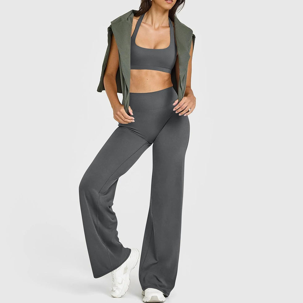 Thumbnail: Women High Waist Wide Leg Yoga Pants Loose Flare Leggings Tummy Control Straight