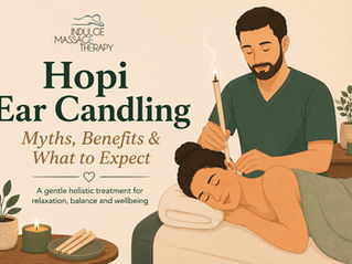 Hopi Ear Candling treatment at Indulge Massage Therapy in Doncaster with relaxing face and scalp massage.