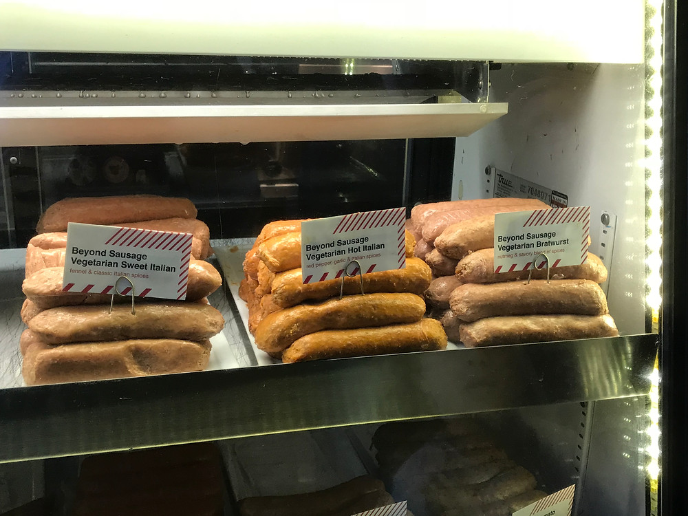 All three sausages in the case at WürstKuche in Los Angeles