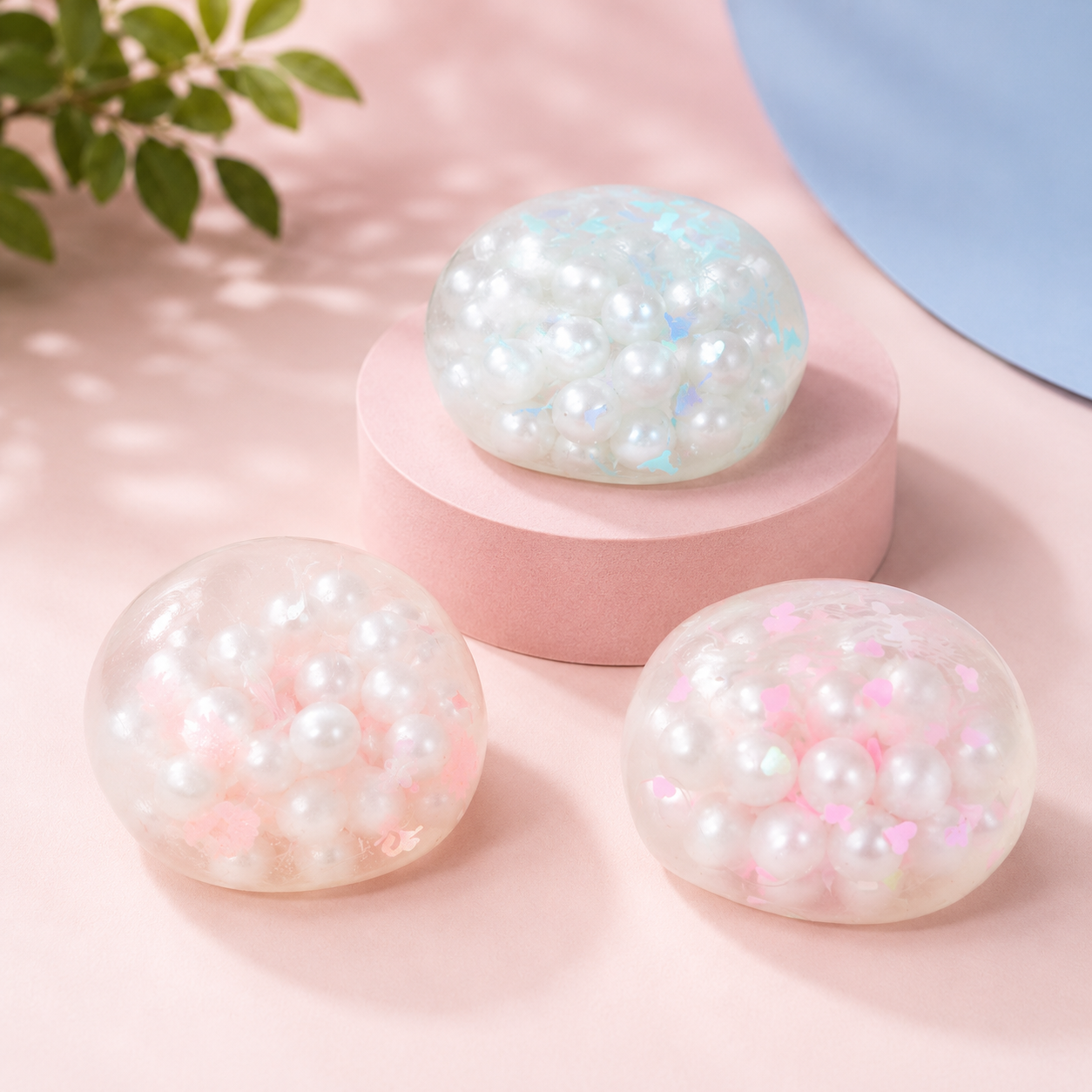 Glamour Antistress Knisper Kralenbal 9,5 cm β Pearl Squishy