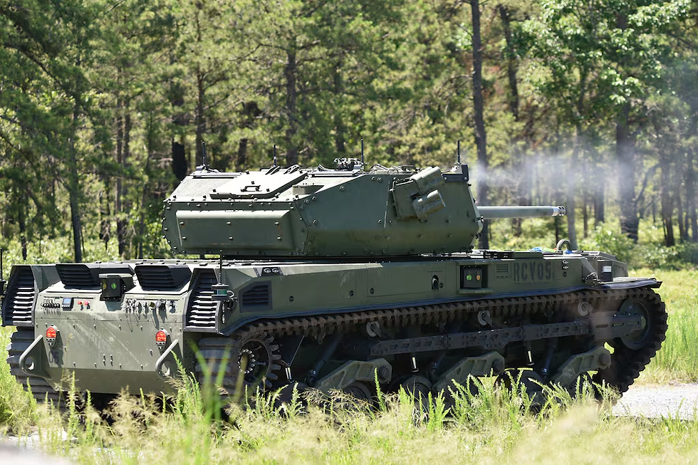The Army’s transformation initiative ends some programs altogether, such as the Robotic Combat Vehicle program. Here, a Robotic Combat Vehicle-Medium fires at a target during the vehicle’s live fire testing at Fort Dix, New Jersey, June 30, 2021. (Angelique Smythe/Picatinny Arsenal)