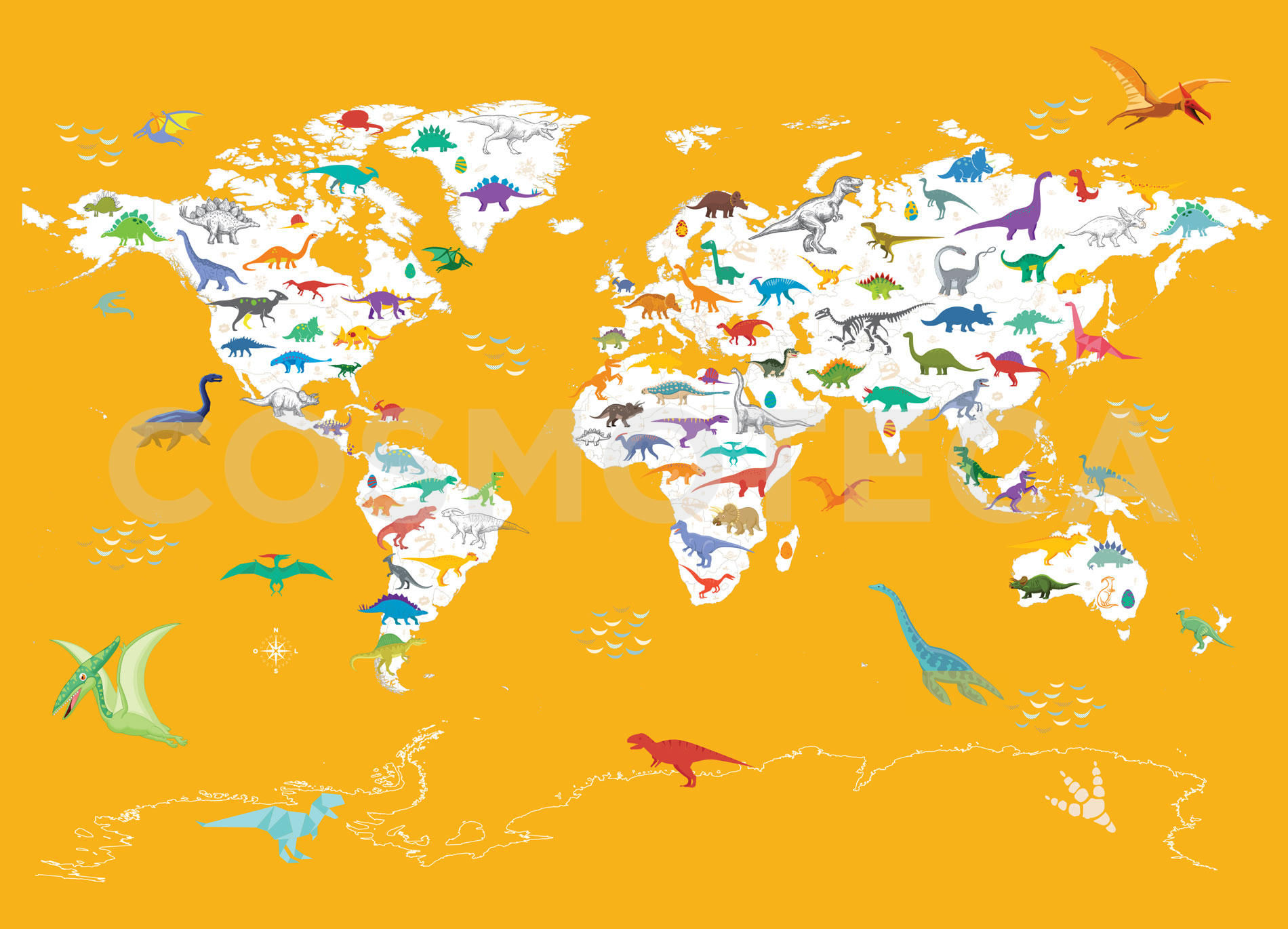 Mapa Dinossauros Amarelo