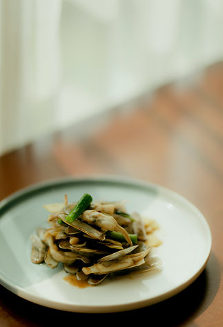 Shelf-stable nuts roasted with miso paste and served over pasta with jarred mushrooms. coo