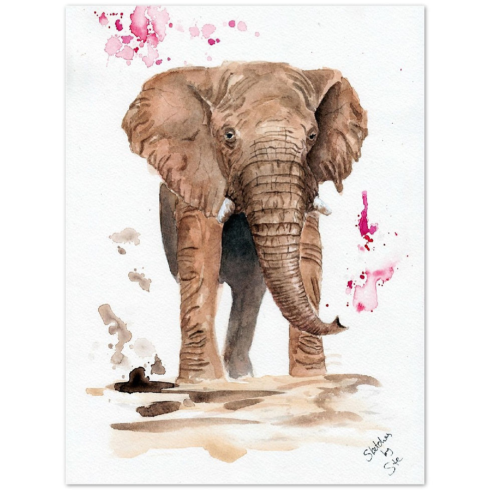 Thumbnail: Mother Elephant Watercolor art prints