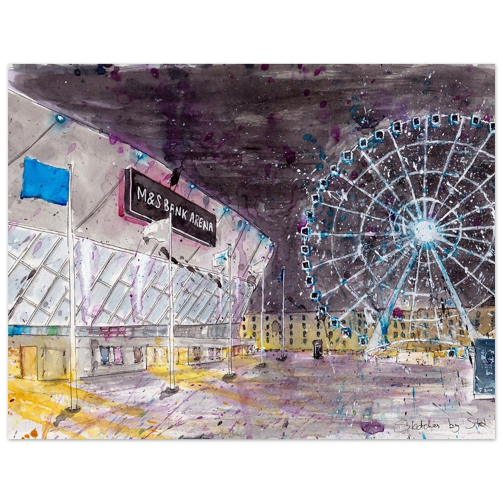 Thumbnail: M and S Bank Arena, Liverpool, watercolor art print