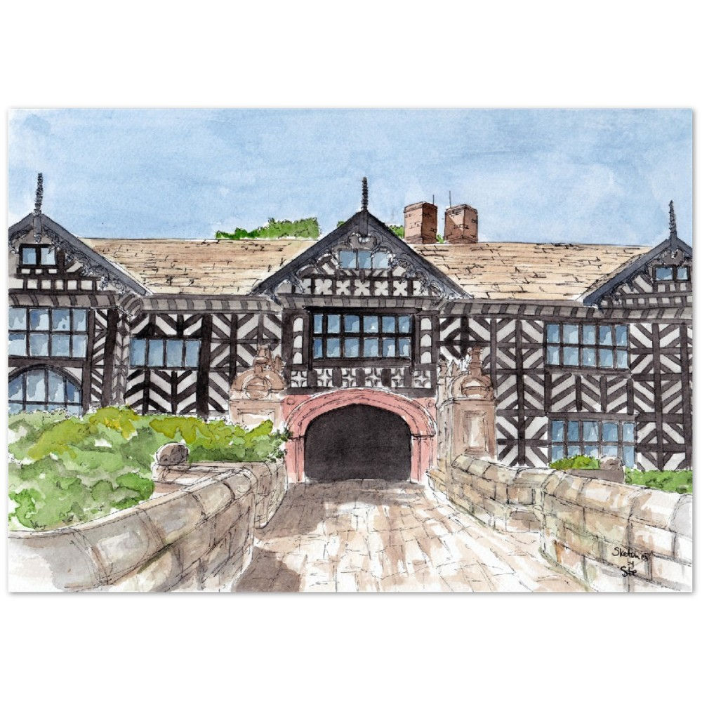 Speke Hall Liverpool Watercolor and pen prints
