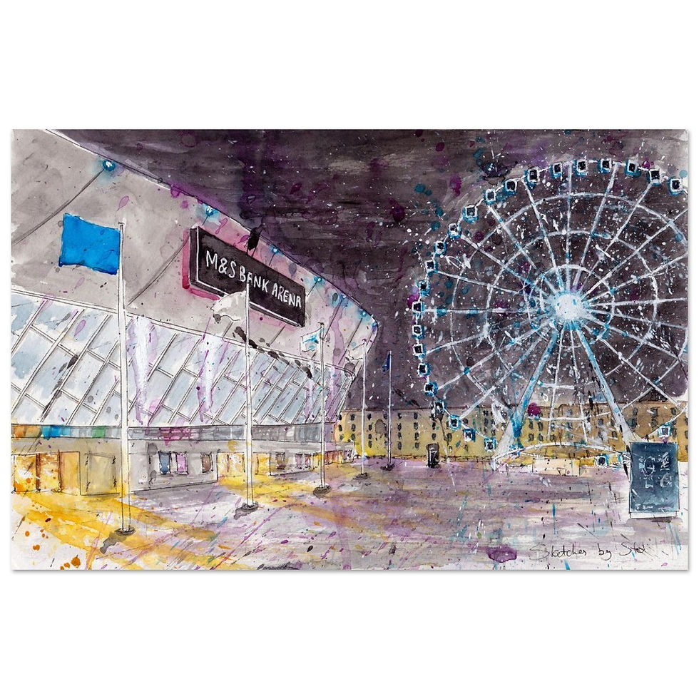Thumbnail: M and S Bank Arena, Liverpool, watercolor art print