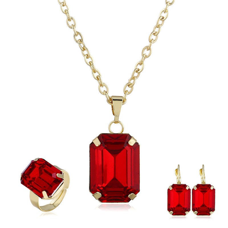 Bridal Jewelry Set with Earrings, Necklace, and Ring