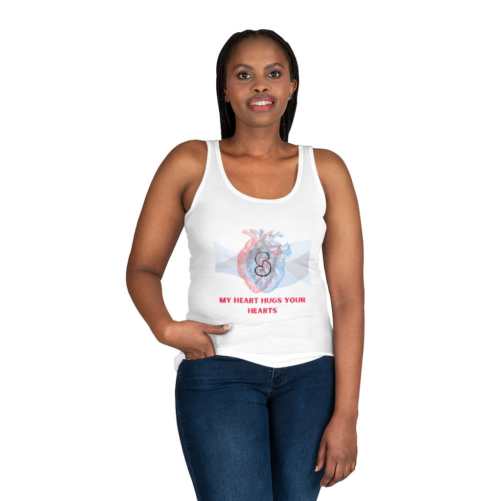 Blue&Red Colorful Heart Hugs Women's Flowy Scoop Muscle Tank