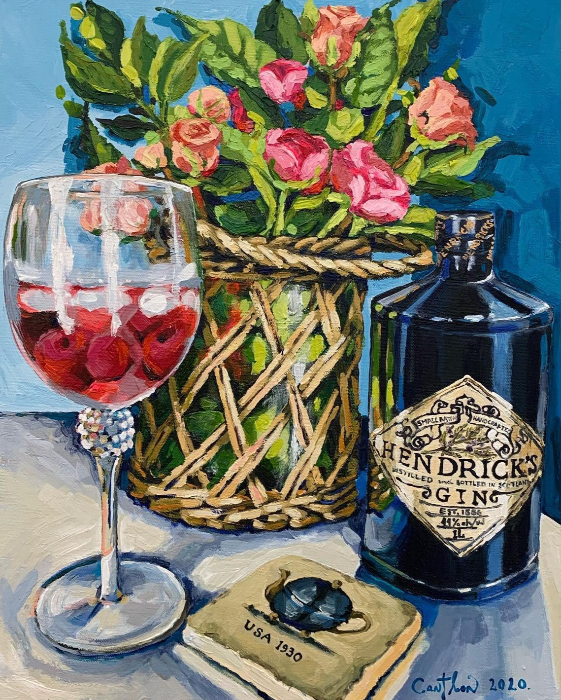 Hendrick's gin with raspberries