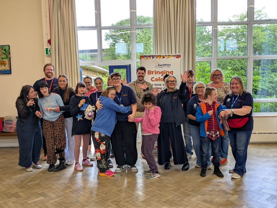 Haywards Heath Town Mayor with members, parents and staff at Kangaroos