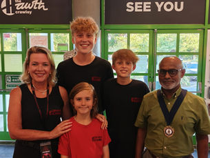 Deputy Mayor of Haywards Heath, Cllr Abdul Bashar, with members of Ariel Drama Academies