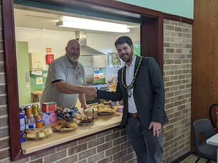 Town Mayor meeting stall holders at the Haywards Heath Craft & Gift Fair