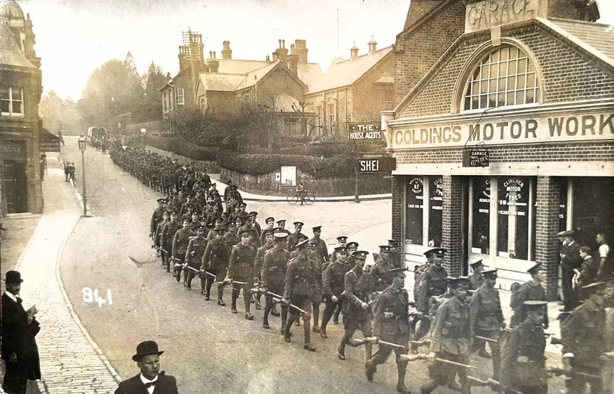 World War One Soldiers in Boltro Road, Haywards Heath