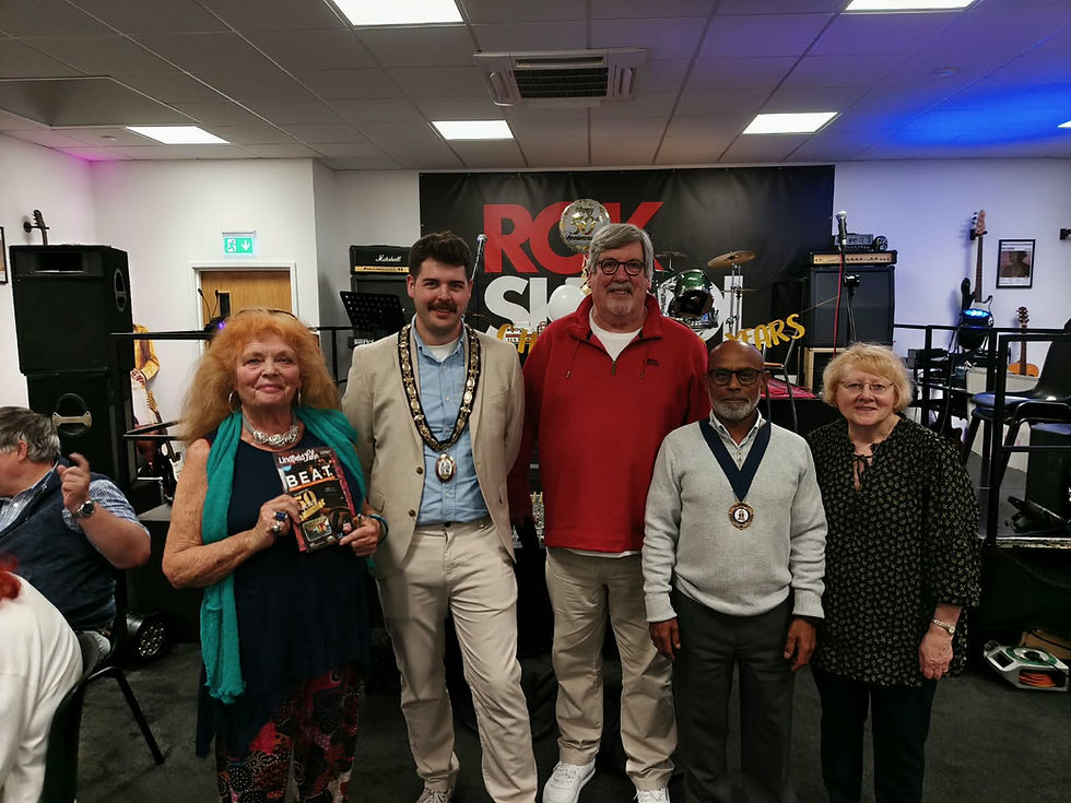 Town Mayor and Deputy Mayor of Haywards Heath, with representatives of Mid Downs Radio at their 50th Birthday Party