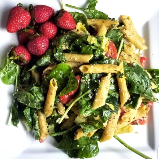 Green Lentil Penne Pasta Salad