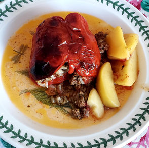 Stuffed Greek- Style Peppers & Potatoes